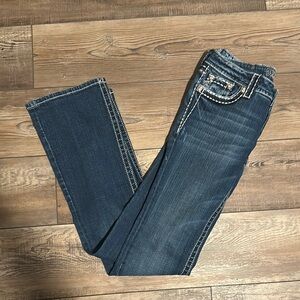 Miss Me Blue Boot Cut Jeans with Contrast Stitching